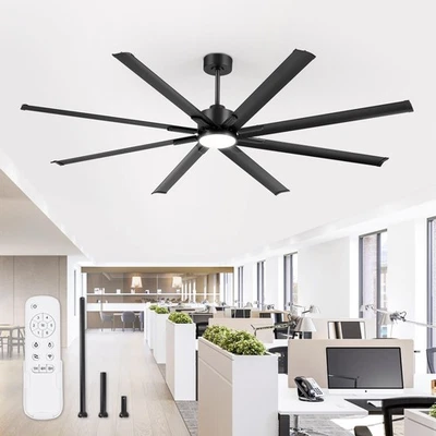 84" Industrial Ceiling Fans with Lights Large Ceiling Fan with 3CCT 8 Reveris...