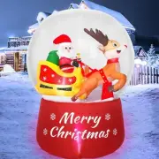 Christmas Santa Snow Globe Sleigh Reindeer Airblown Inflatable Decor BlowUp Lawn