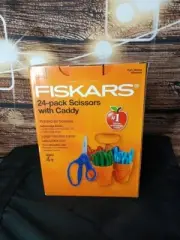 Fiskars 5 Inch Blunt-tip Kids Scissors with 4-Cup Carrying Caddy Pack of 24 NEW