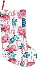 pvinnk Flamingo Bird Green Plant Leaf Print 18 in Christmas Stocking Xmas Tree Decor Family Christmas Party Holiday Supplies