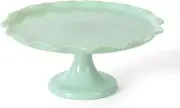 Highbrook 11 Handmade Jadeite Glass Cake Stand - Ruffle Trim