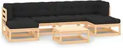 7 Piece Garden Lounge Set with Anthracite Cushions Pinewood, Conversation Sets