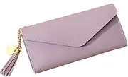 [Jueshanzj] Ladies Card Bag Wallet Tassel Money Clip Clutch Coin Purse Purple Long 18.5 * 9cm