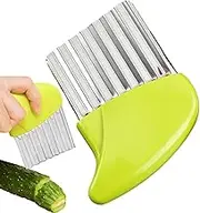 Crinkle Cutter | Stainless Steel Fry Cutter Crinkle | Ergonomic Vegetable Chopper & Pickle Slicer for Kitchen Cooking Salad Onion Fruit