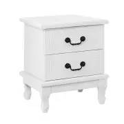 Bedside Table 2 Drawers - KUBI White