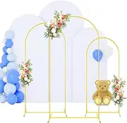 FOTSHARER Wedding Arch Backdrop Stand and White Spandex Arch Cover 6FT 5FT 4FT Set of 3 Metal Arched Frame Backdrop Stand for Parties Arch Stand Cover for Birthday Party Baby Shower Graduation Decor