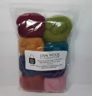 Wisteria Color Mix Top Roving Spinning Felting Wool 2 oz Bag 8 - 12" Pcs