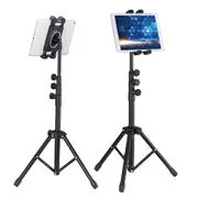 Stable Triangle Floor Tripod Tablet Stand: 360 Rotation for iPhone, Samsung, iPad