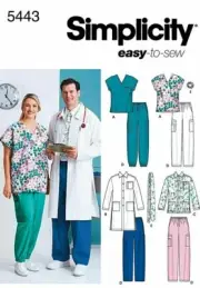 SCRUBS SEWING PATTERN SIMPLICITY 5443 S-M-L WOMENS MENS NURSE DOCTOR UNIFORM.