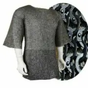 Flat Riveted With Flat Warser Chainmail shirt 9 mm Medium Size Half sleeve