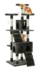 [i.Pet] Tower Scratching Cat Tree 180cm in Grey