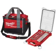 Milwaukee Ratchet+Socket Hand Tool Set 3/8" Drive W/ Portable Organizer+Bag