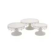 Litton Lane Cake Stand White Iron Vintage Inspired Hand Wash Only (Set of 3)