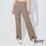 【MOLLIFIX 瑪莉菲絲】TRULY坑條修身前岔直筒褲瑜珈褲、瑜珈服、LEGGING(褐)