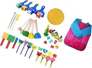 Kids Painting Sponge Brushes Stamp Paint Sponges for Kids Drawing Tools Supplies with Waterproof Apron for Boys Children Kids, Rose Red Cloth