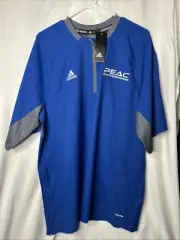 NEW Adidas Mens Climalite Fielders Choice 1/4 Zip Batting Jacket Blue And Grey