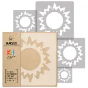 5x reusable PLASTIC Stencils // 13.4" to 3.5" // Nursery KIDS Template // SUN