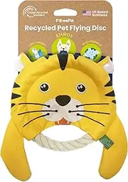 Flying Disc Tug-of-War Toy, Eco-Friendly Recycled Material, Squeaker Toy for Medium and Large Dogs, for Throwing & Fetching 8.5" Diameter (Tough Tiger)