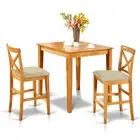PUBS3-OAK-C 3 PC Counter height Table set-pub Table and 2 Kitchen counter...