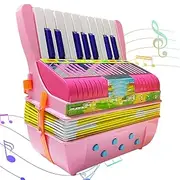 WJnflQN Button Accordion for Kids,6Bass 17Keys Small Button Accordion | Lightweight Educational Toy Cute Preschool Musical Instrument for Beginners & Kids