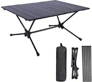 Portable Aluminum Alloy Folding Picnic Table with Adjustable Height and Mini Barbecue Set
