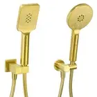 Brushed Gold 3 Mode Handheld Shower Head Holder Set Bracket Square/Round Kit