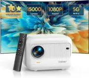 Mini Projector 15000 Lumen WiFi 6 Bluetooth 1080P Keystone for TV Stick PS5 HDMI
