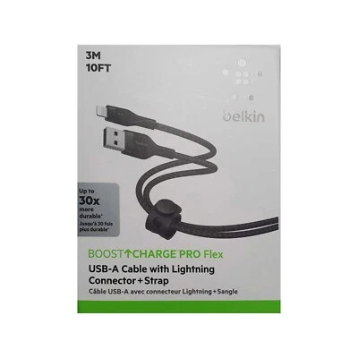 BELKIN BOOST CHARGE PRO FLEX LIGHTNING TO USB-A CABLE MFI-CERTIFIED CAA010DS3MBK