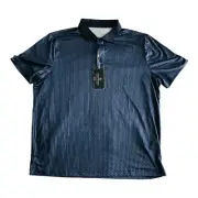 Grayson & Dunn Men’s New Premium Navy Geometric Pattern Golf Polo Shirt Size XL