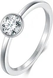 [BORUO] Cubic Zirconia Ring - 925 Silver Eternity Band - Elegant Crown Rings For Women - Sterling Silver Rings For Women - Silver Wedding and Anniversary Band Women, Size 4-12