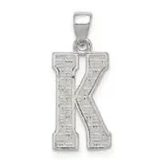 Sterling Silver Rhodium-Plated Letter K Initial Pendant