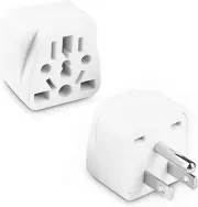 2-Pack US Travel Plug Adapter, UK/Europe/AU/CN/JP to US, Type B Plug Adapter