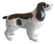 Miniature Ceramic Hand Painted English Springer Spaniel Dog Figurine -With/Brown