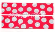 LAST 3 - 5 YD 1.5 RED SILVER GLITTER DOT CHRISTMAS VALENTINE GROSGRAIN RIBBON