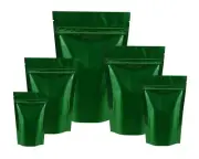 GREEN STAND UP POUCHES COFFEE MYLAR FOIL BAG HEAT SEAL FOOD GRADE ZIP LOCK BAG