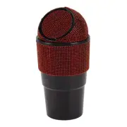 Car Trash Can Rhinestones Portable Car Cup Holder Trash Bin Red Black 1pcs