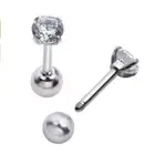 Pair Round zircon Tragus Lip Ring Ear Stud Earring Body Piercing