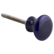 Minimalist Round Ceramic Cabinet Knob, Navy Blue