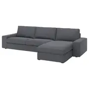 KIVIK 4-seat sofa with chaise longue, Gunnared medium grey