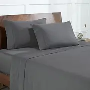 [Modern Threads] 400 Thread Count 100% Egyptian Cotton 4-Piece Sheet Set, Ultra Soft, Breathable, Durable, Luxurious Bedding, Grey Queen
