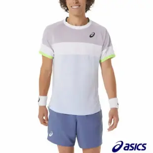 Asics 短袖上衣 Tennis Tee 男款 紫 藍 透氣 緹花布 彈性 運動 網球 短T 2041A244501
