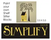 Joanie 2 pc Stencil Simplify Willow Tree Prim Folk Art Saltbox House DIY Signs