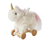 Jiggle & Giggle Unicorn Plush Animal Pull Along Baby/Toddler Toy White 12m+