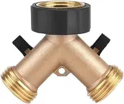 2 Way Y Shape 3/4 Hose Connector Brass Water Tap Adapter Garden Hose Connector Splitter with On/Off Valve, Widely Used, Practical Tool, for Home Gardening or Washing (#1)