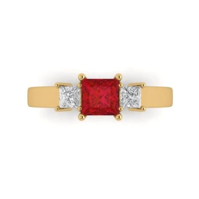 1.11Ct Princess Cut Simulated Ruby Solid 14K/18K Gold Engagement Ring