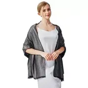 Sparkling Metallic Pashmina Shawl Wraps Scarf for Evening D#. Black & Silver