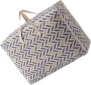 Quilt Bag Cotton Linen Quilt Storage Bag Moving House Thickened Storage Quilt Pouch for Household Clothing Yellow Stripe