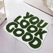 UNIBATH You Look Good Bath Mat Green Bathroom Rugs Funny Cute Bathroom Decor Preppy Small Cool Rug Non Slip Microfiber Washable Absorbent Shower Rug, 25”x21”…