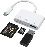 SD Card Reader for iPhone iPad, 3 in 1 Lightning to Micro SD/SD Card Adapter, Memory Card Reader Adapter, Camera Card Viewer with SD & TF card slots, Plug and Play