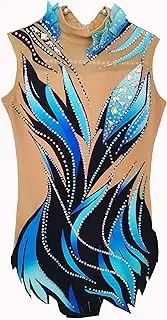 [JoyCan] rhythmic gymnastics suit Blue Skin-tight garment with diamonds Diamond Gymnastics Dress Girls' Dance Dress